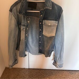 Color block denim crop jacket